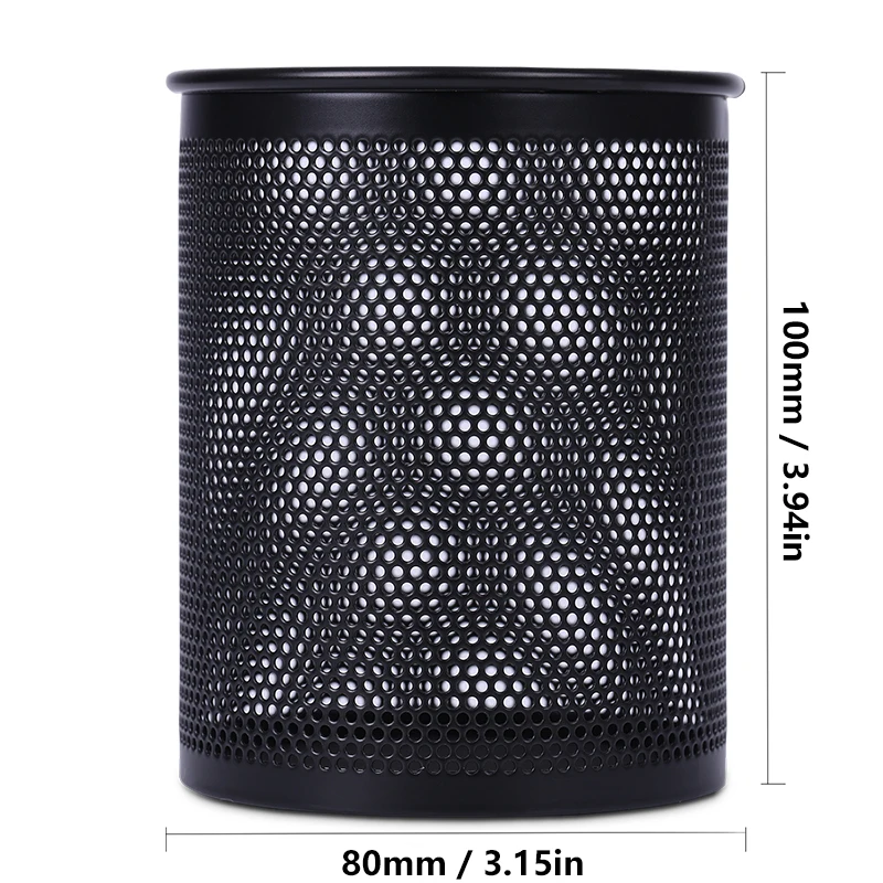 Deli Pencil Holder Office Desk Metal Mesh Square Round Pen Pot Cup Case Container Organiser