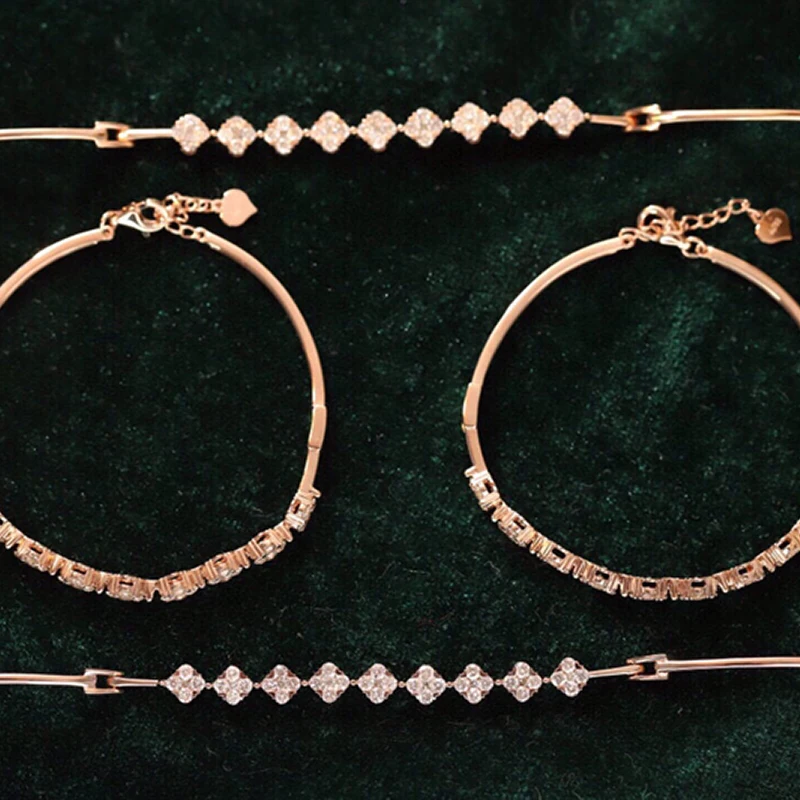 Se745f6eaab764fdb8ceb0e6d40dfac26U Aazuo Fine Jewelry 18K Solid Rose Gold Natrual Diamonds 1.35ct Fairy 4 Leafs Flower For Woman Senior Banquet Engagement Party
