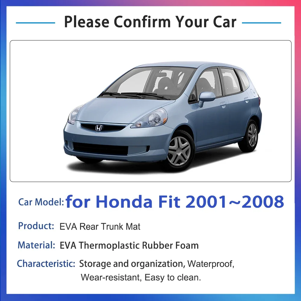 Polymères de coffre arrière de voiture, tapis de coffre Cargo, doublure de sol, accessoires pour Honda Fit Jazz Hatch 2001 ~ 2008 2007 2006 2004 2002 GD3 GD1