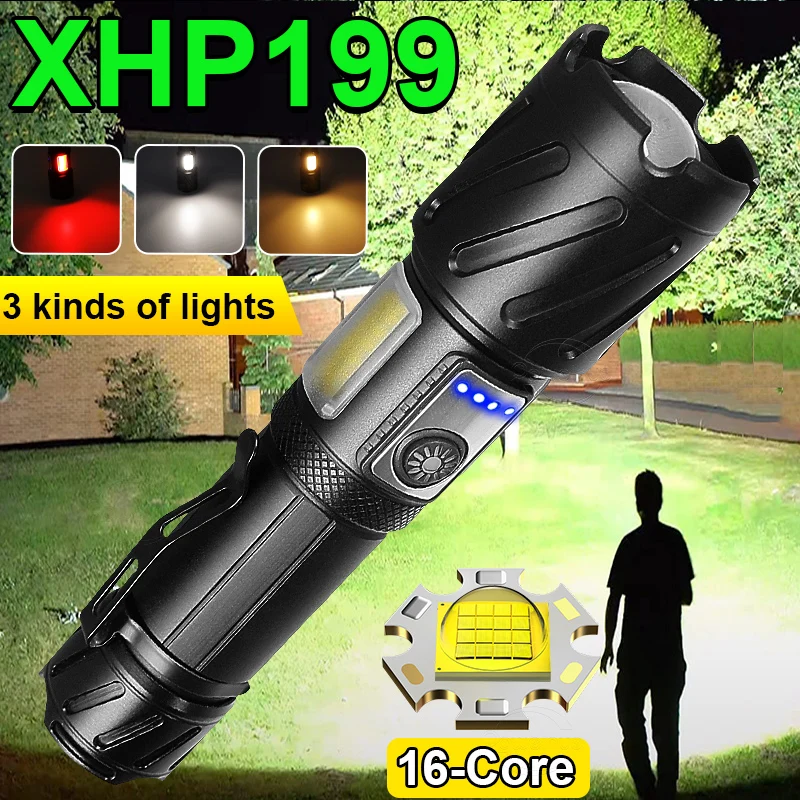 Новейсветильник мощный яркий светодиодный фонарик XHP199 высокомощный
