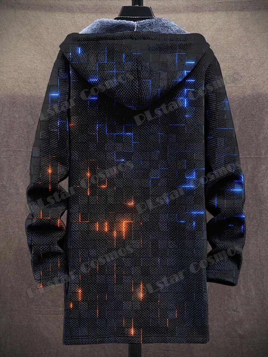 Art Watercolor Gradient Pattern 3D All Over Printed Men's Fashion Plush Thick Hooded Coat Winter Casual Warm zipper jacket CM02 6
