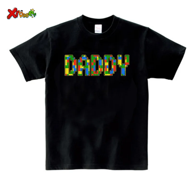 Birthday Party Shirt Family Matching Clothes Building Blocks Gaming TShirt Custom Name Dad Son T Shirt Baby Kids Name T Shirts 2