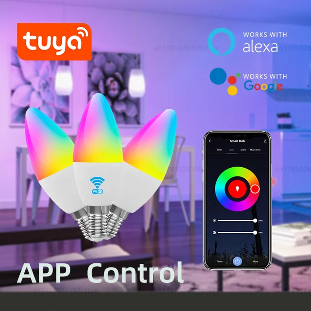 Tuya WiFi Smart LED Bulb E14 Candle Light