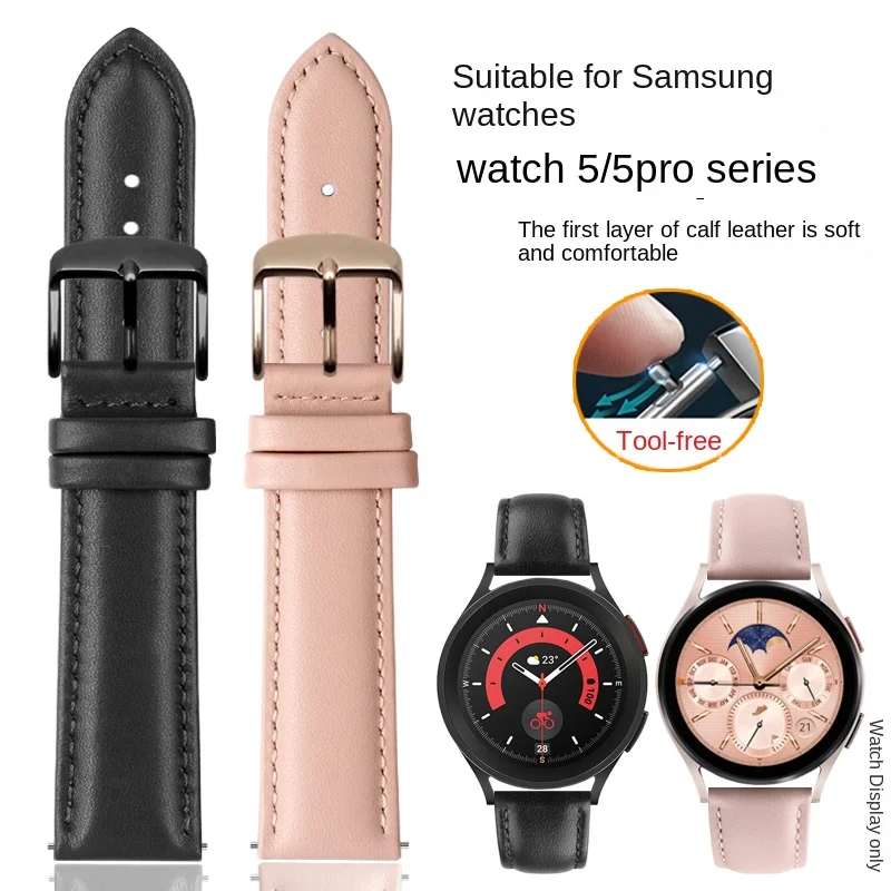 Per Samsung Watch5 Pro Cinturino In Pelle Watch5/4 Galaxy 3 4 5 Huawei Gt Watch Galaxy Soft Watchband Uomo Donna 40/44Mm Accessori