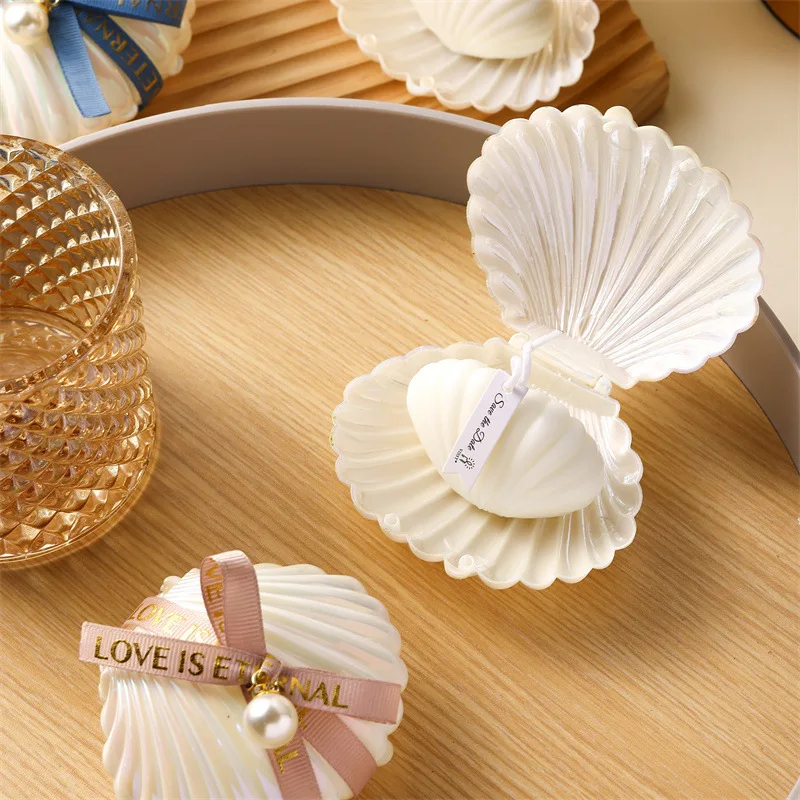 Personalized Shell Candle - Custom Pearl Wedding Favors Se7466ff16dd645618870e73d328db58dj