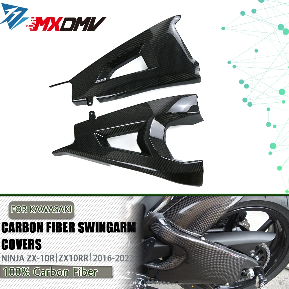 

For KAWASAKI ZX10R ZX10RR ZX10R ZX 10RR 2016-2022 ZH2 Carbon Fiber Motorcycle Swingarm Covers Protectors Frame Swing Arm Cover