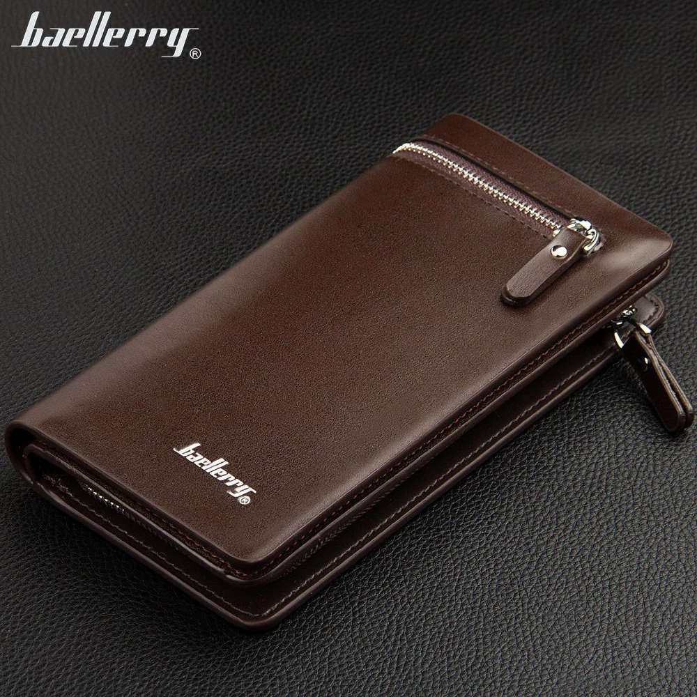 Premium PU Long Wallet for Men RFID Blocking Zipper Coin Pocket Multi-Card Holder Gift for Him