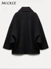 Single-breasted Lapel Coats Women Loose Woolen Long Sleeve Pockets Short Jacket Female Autumn Winter Elegant Casual Tops Outwear 6