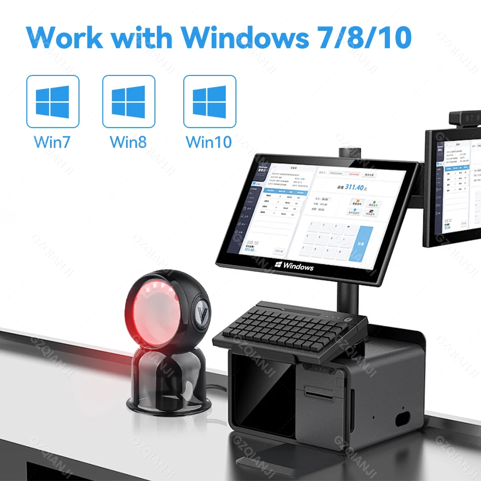 Desktop 1D 2D Barcode Scanner Supermarket Usb QR Code Reader with Automatic Sensing Data Matrix Cigarette Reading GZQIANJI