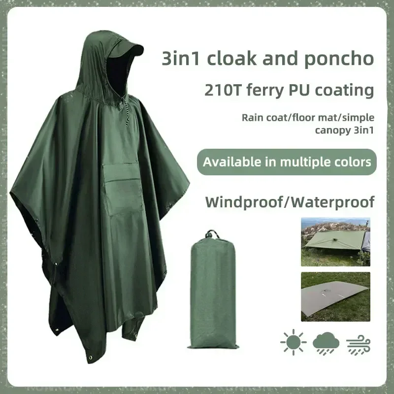 

Mat Rain in Multifunctional Portable Hooded Hiking Outdoor 1 Waterproof Poncho Tent 3 Camping Raincoat