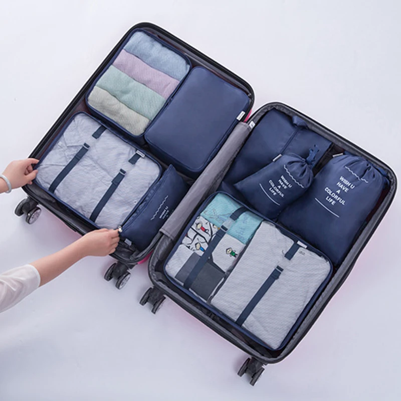 

7 Piece Set Travel Storage Bags Foldable Toiletries Organizer For Clothes Shoe Cosmetic Luggage Packing Cube Suitcase Tidy Pouch