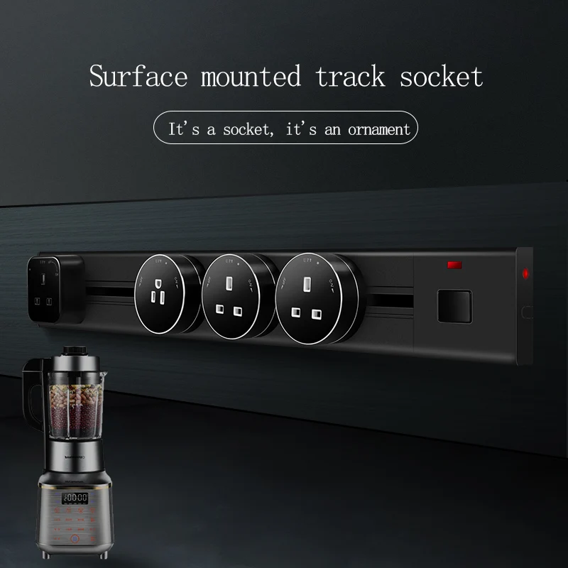 Tomada Pop com Corrediça Removível Trilho de Alimentação Montado na Superfície Aparador de Cozinha Carregamento de Plugue Doméstico Usb Multifuncional tipo c