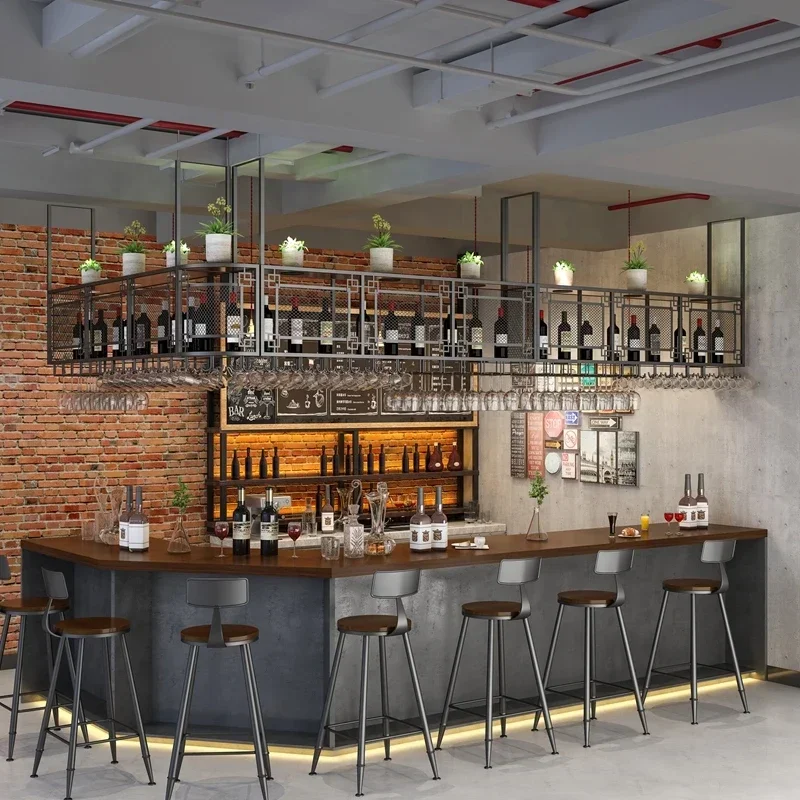 Bar Shelf Mini Wine Storage Cabinet Corner Drink Showcase Wall Botellero Vino Coffee Organizer Club Metal Whisky Home Furniture