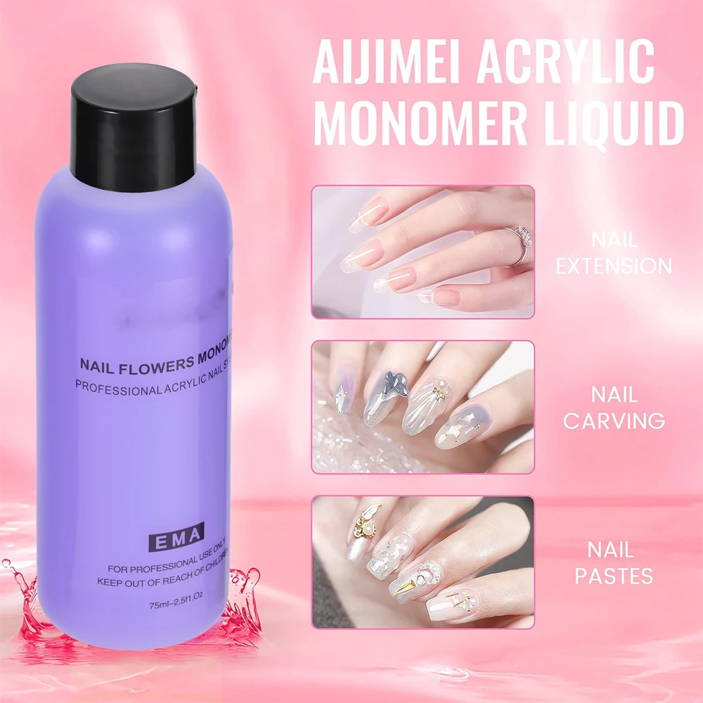 40/75/120ML EMA Acrylic Liquid Monomer For Nail Acrylic Powder Crystal Liquid Manicure Build Extension/Dipping nail acrylic liquid