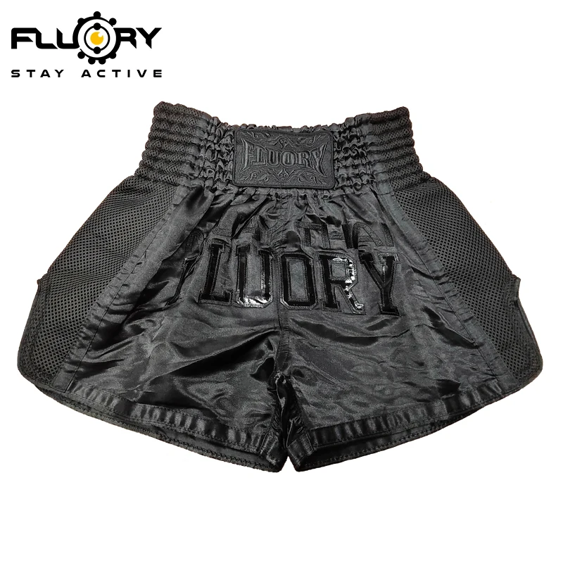 Fluory 무에타이 반바지 솔리드 킥복싱 반바지 모든 훈련을 위한 무에타이 피질 청바지 mma 반바지 xs-6xl