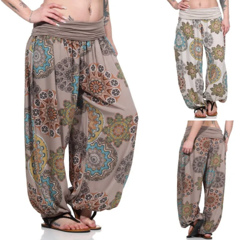 

2023 Summer Casual Harem Pants Women's Fashion Loose Baggy Trousers Female Boho Printed Pants Ladies New Hippy Pants