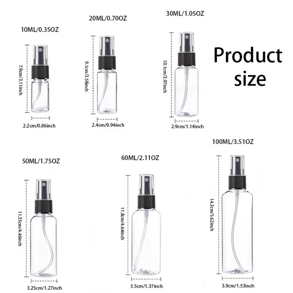 Set of 10 Refillable Transparent Perfume Atomizer Spray Bottles