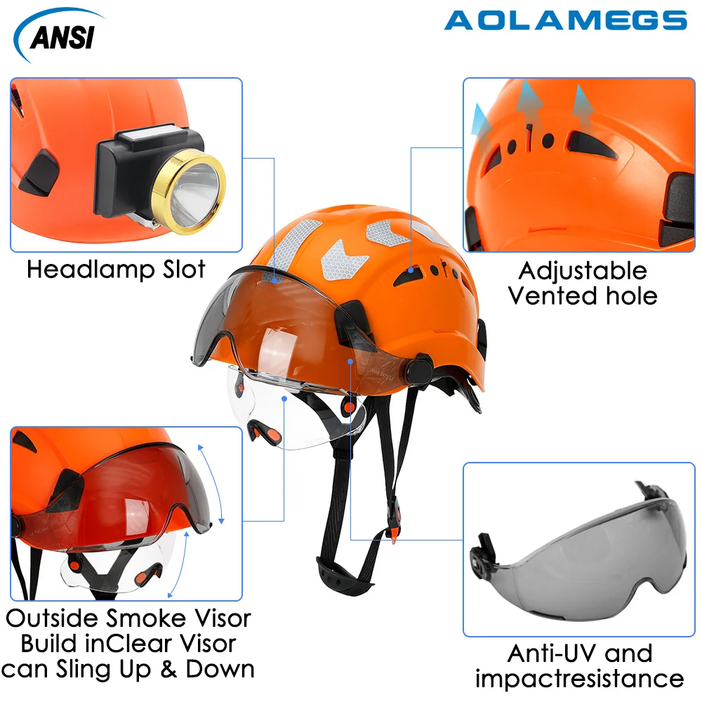 Casco de seguridad para construcción CE con visera incorporada, pegatinas reflectantes para ingeniero ABS ANSI, sombrero de seguridad para trabajo Industrial