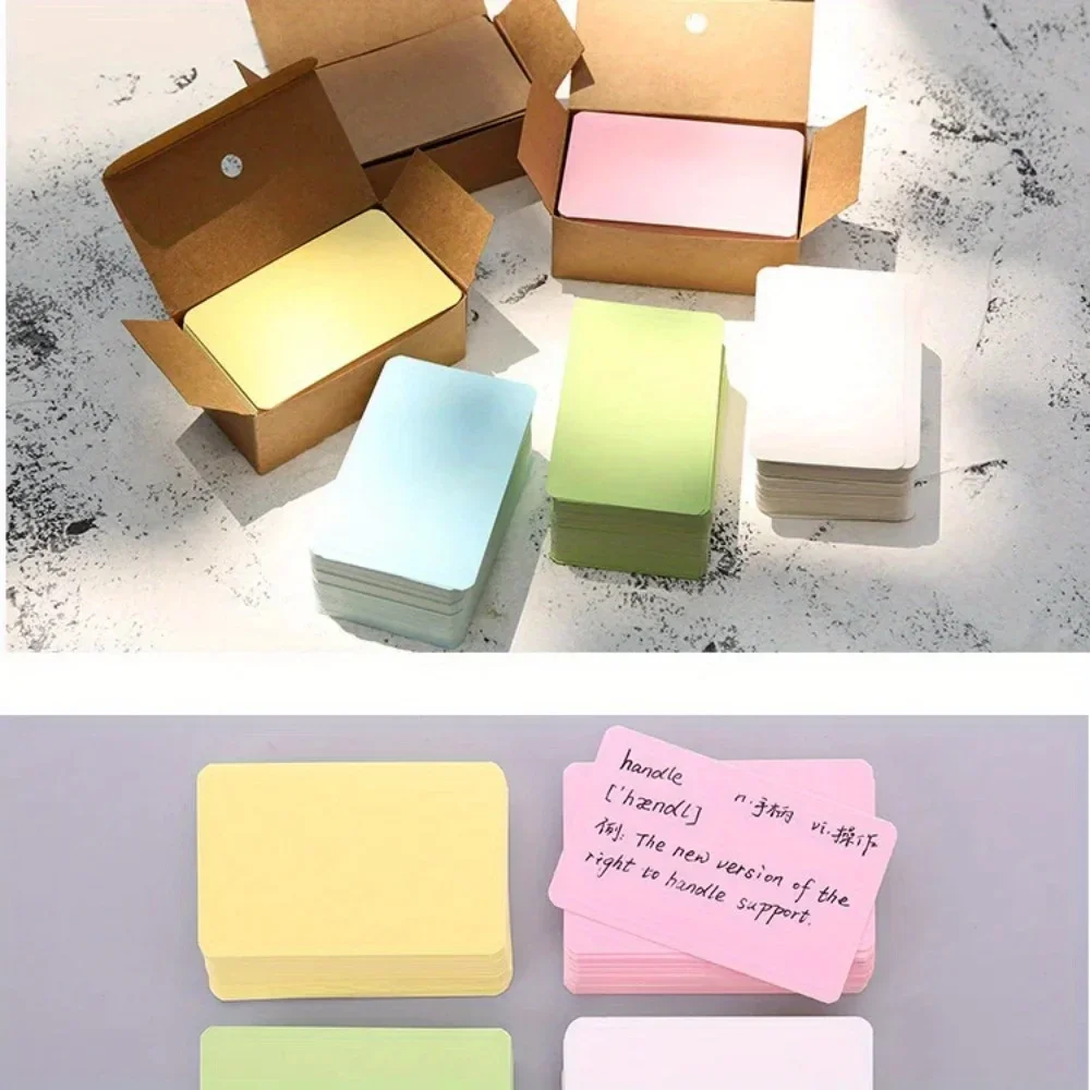 100Pcs/box Kraft Paper Card Color Blank Business Card Message Thank You Card Writing Card Label Bookmark Learning Card 4