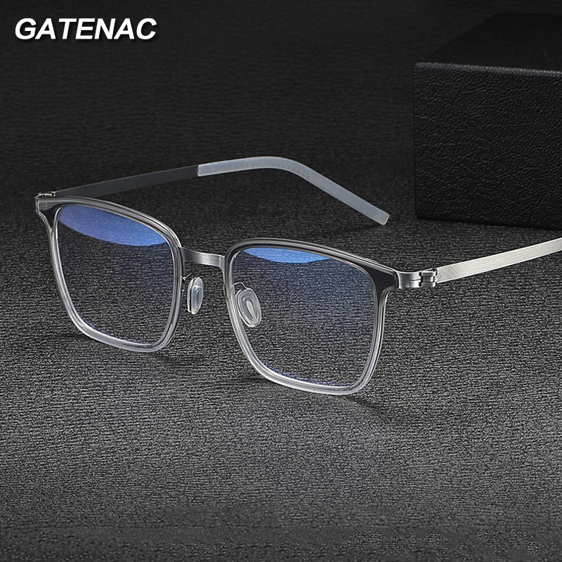 

Vintage Acetate Glasses Frame Men 2024 New Square Prescription Myopia Eyeglasses Frame Male Luxury Brand Screwless Eyewear