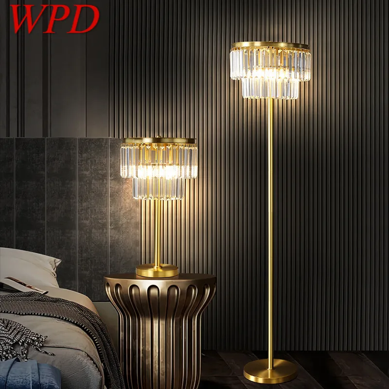 

WPD Nordic Brass Floor Lamp Modern Luxurious Crystal Bedroom Living Room Beside The Sofa LED Standing Light