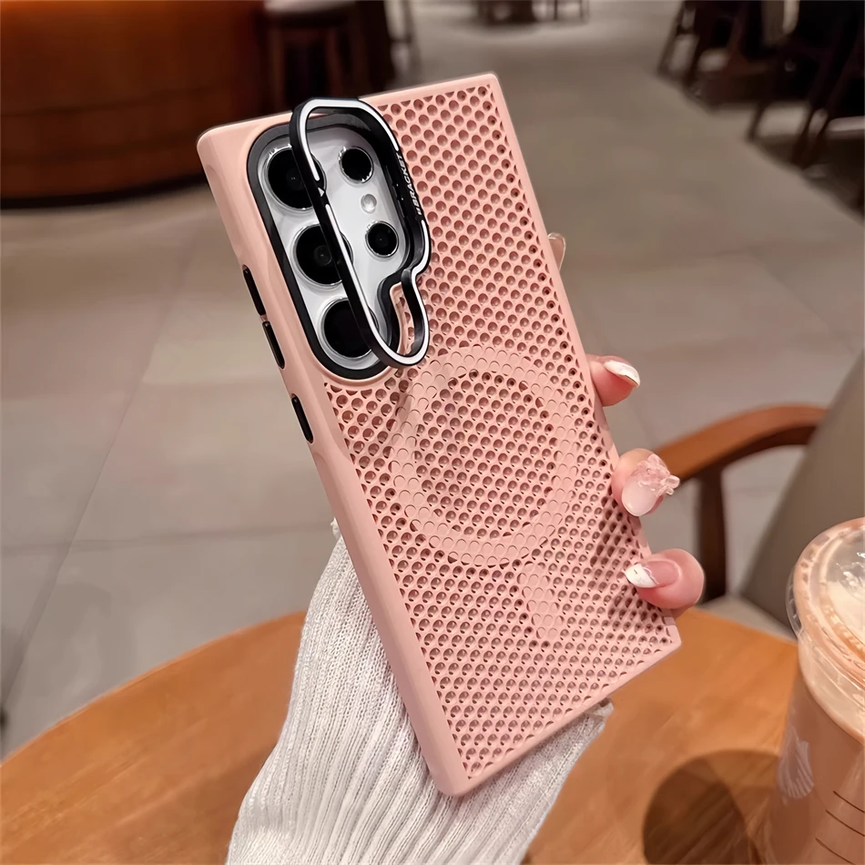 Luxury Breathable Mesh Magnetic Stand Cooling Shockproof Holder Case