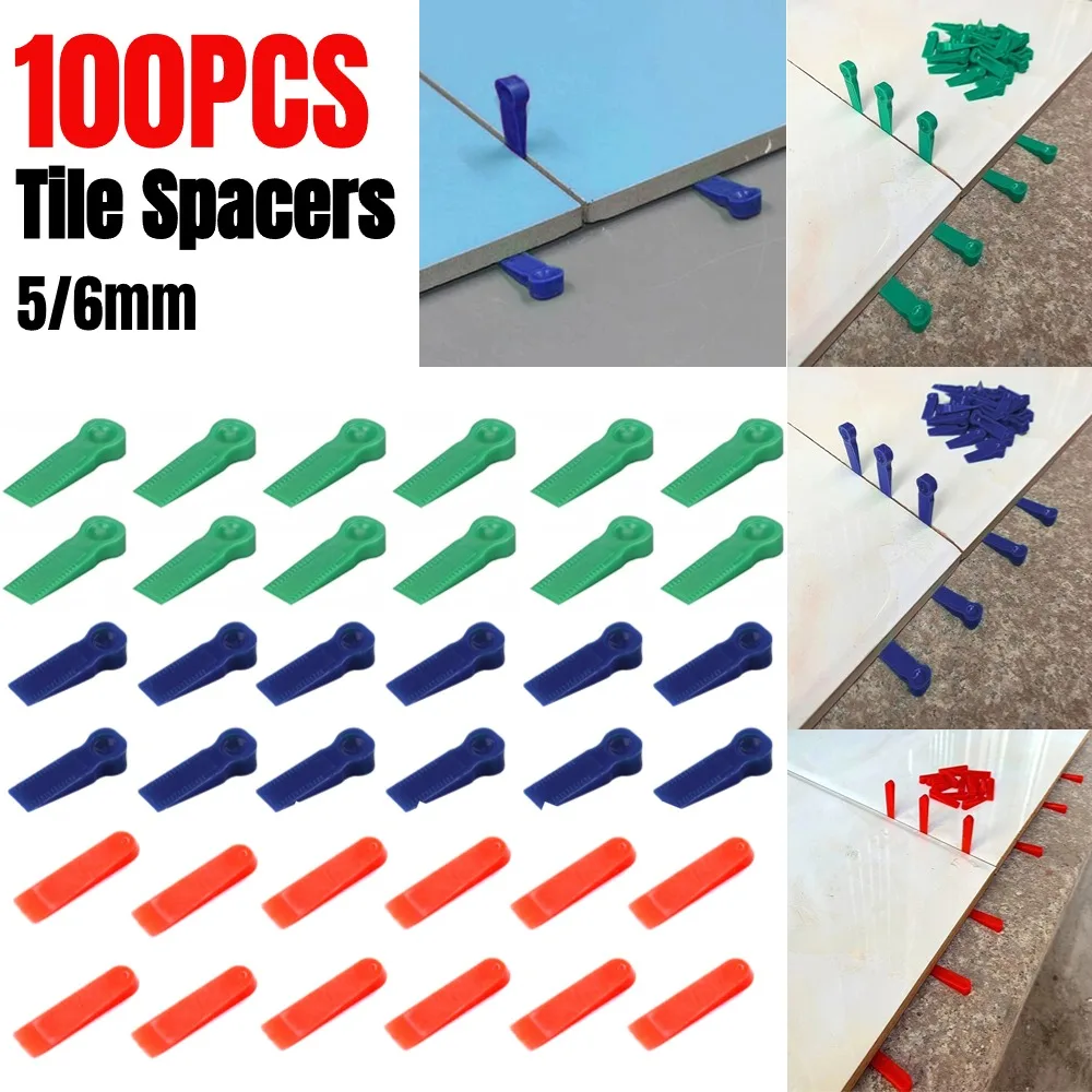 100pcs Tile Leveling System Clips Tile Spacers For Floor Wall Tile Leveler Spacers Locater Adjuster Laying Construction Tool