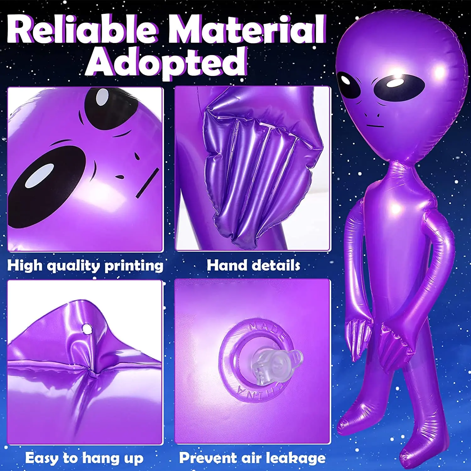 90cm UFO Alien Model Green Purple Blue ET Kids Adult Inflatable Toys Halloween Funny Cosplay Props UFO Birthday Party Supplies images - 6