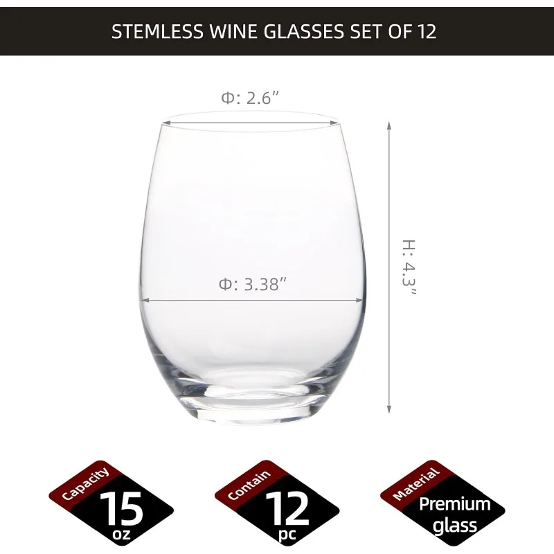 Stemless Wine Glass Set (12pcs) 2