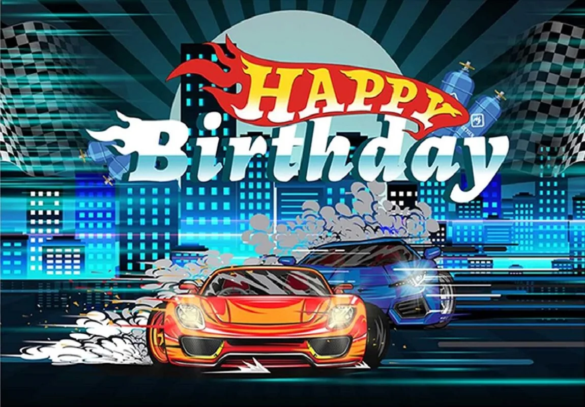 thumbnail image 1 of Fondo de fotografía de coche de carreras, decoraciones para fiesta de cumpleaños, decoración de fondo, pancarta para baby shower, foto personalizada, Caitoon Hot Wheels, 1 of 5