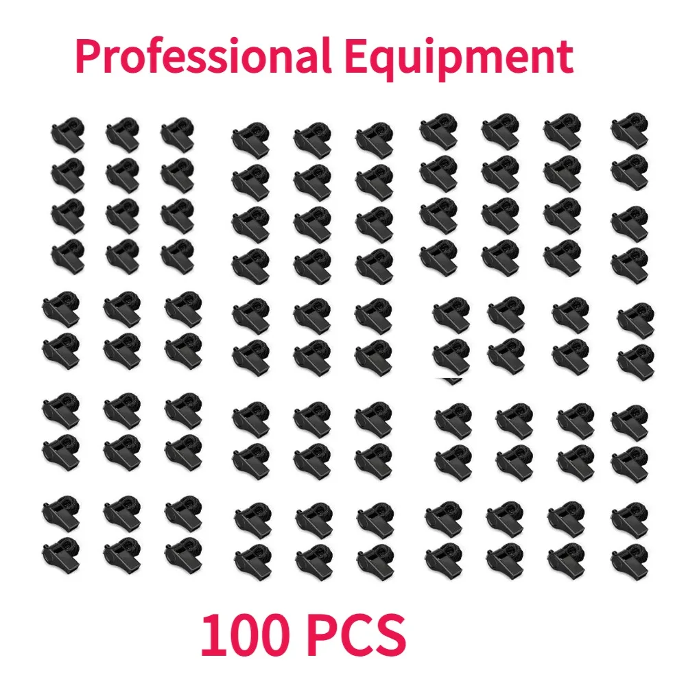 100PCS High Quality Black Whistle Referee Game Halter Whistle Outdoor Tour Hiking Whistle Suitable For Basketball and