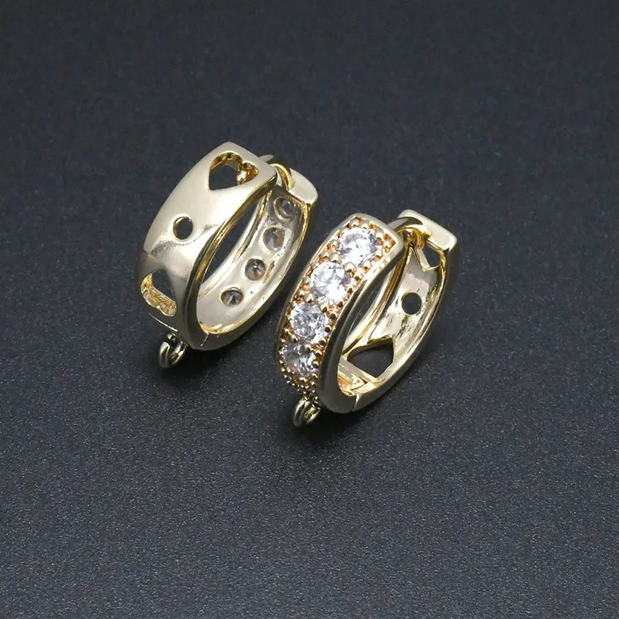 

14k Gold Plating Big CZ Setting 16mm Round Shape Luxury Fashion Women Hoop Earrings