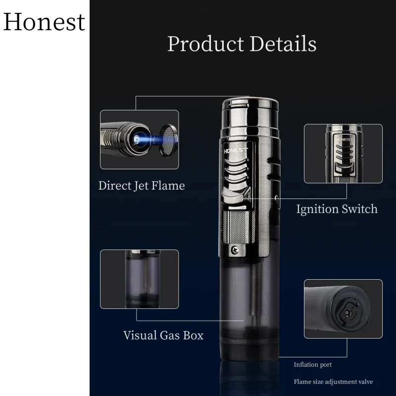 Honest Lighter Cigar Lighter Jet Torch Butane Inflatable Outdoor Ignition Smoking Accessories Men's Gadgets Gift