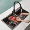 31" x 18" Black Double Bowl Kitchen Sink, Drop-in/Topmount Overmount Kitchen Sinks Basin with 304 Nano-Coated and Accessories 2