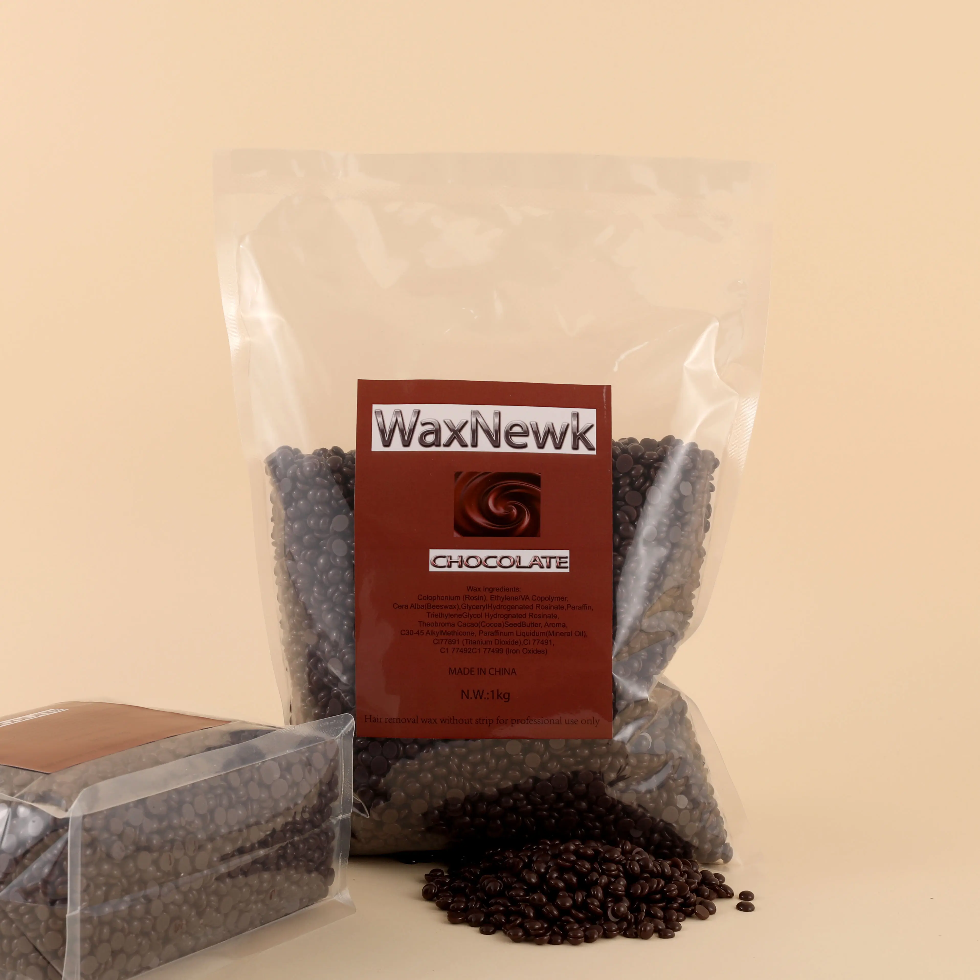 WaxNewK chocolate 1KG 2.2LB Elastic depilatory dry fast hard Wax beans Body Hair Removal hot wax beans body wax