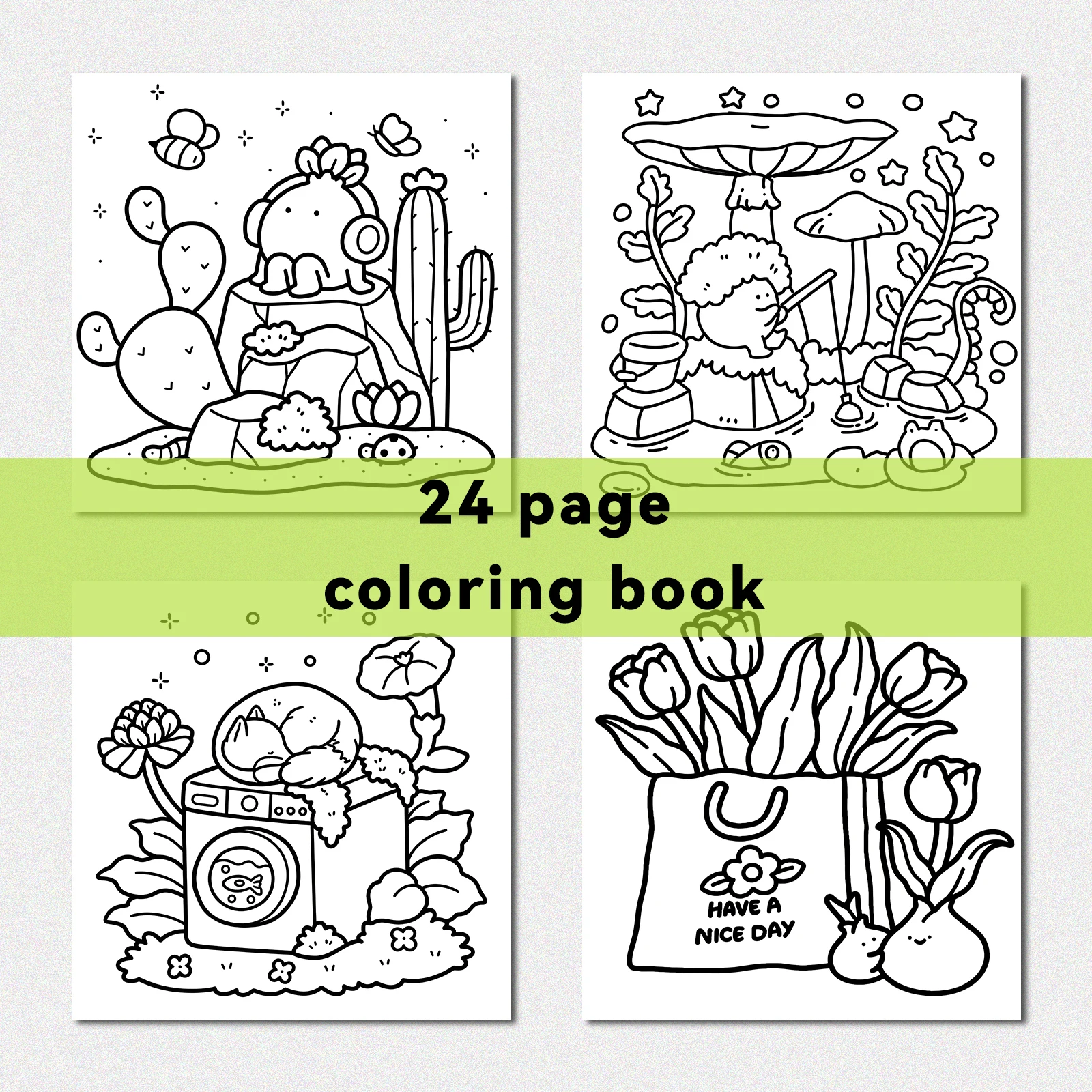 Into Gardens Bold & Easy Coloring Book Featuring Plants, Flowers, and Cute Animals for Adults and Teens Graffiti Painting Book 4