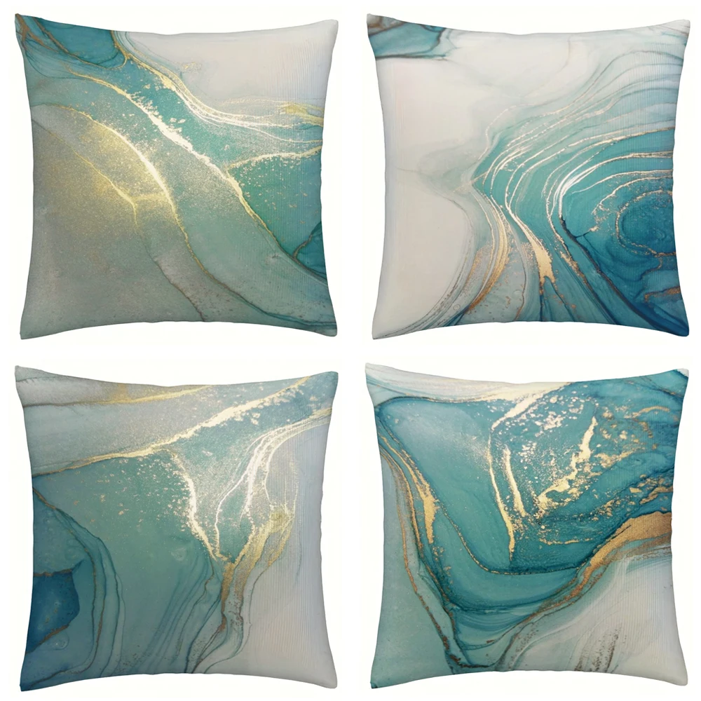 Throw pillow cover Abstract Marble Pattern Turquoise Aqua For Couch Sofa Bed Chair No Pillow Core Needed