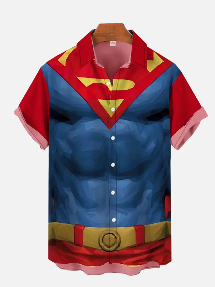 

Men's Summer Cartoon Pattern Shirts Hawaiian Beach Casual Shirt Personalized Anime Print Shirt Comfortable Trend Lapel Shirts
