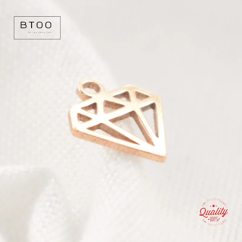14K Gold Filled Diamond Shape Charm Gold Pendant For Bracelet Necklace Earring DIY Jewelry Findings Jewelry Making Accessories