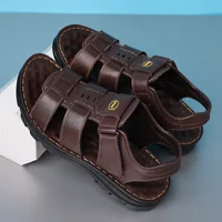 Sandales en Cuir group pour Homme, Chaussures de Plage Antidérapantes, Grande Taille, Nouvelle Collection 5