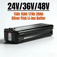 Batterie Li-Ion Silver Fish 11Ah 15Ah 17Ah 20Ah 24V/36V/48V avec chargeur 2A, pour moteur Bafang Silverfish 250W-1000W 2