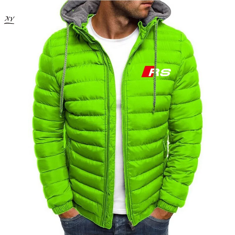 2024 new fashionable and versatile casual men's top Winter Logo Coats Warm Thick Jackets Hooded Overcoats Brand Clothing 2
