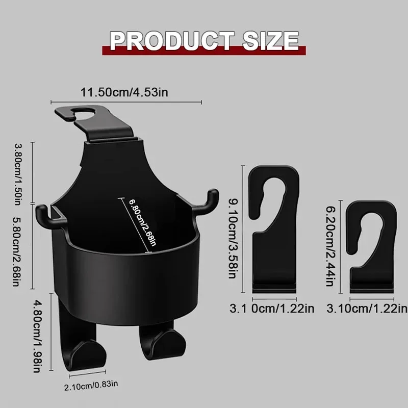 SEAMETAL Car Seat Back Drink Holder Hanging Cup Holder with Hook Universal Auto Rear Row Hanger Stable Bottle Holder Phone Stand