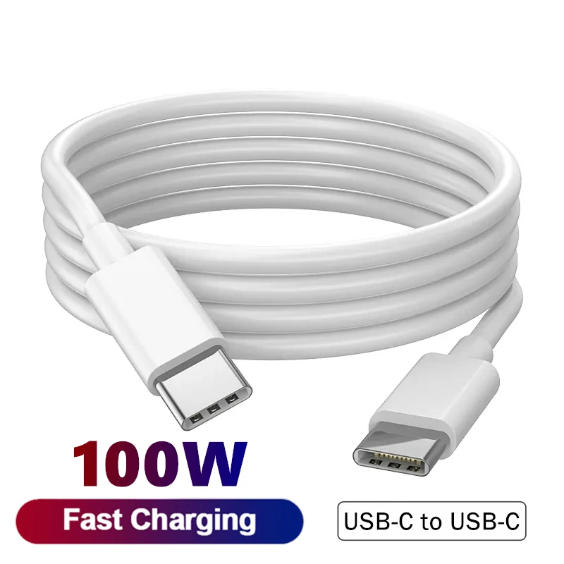 כבל טעינה מהירה USB-C ל-USB-C בעוצמה של 100W עבור iPhone 15 Pro Max iPad Air 5 Macbook Huawei Mate 60 Samsung סוג C לסוג C