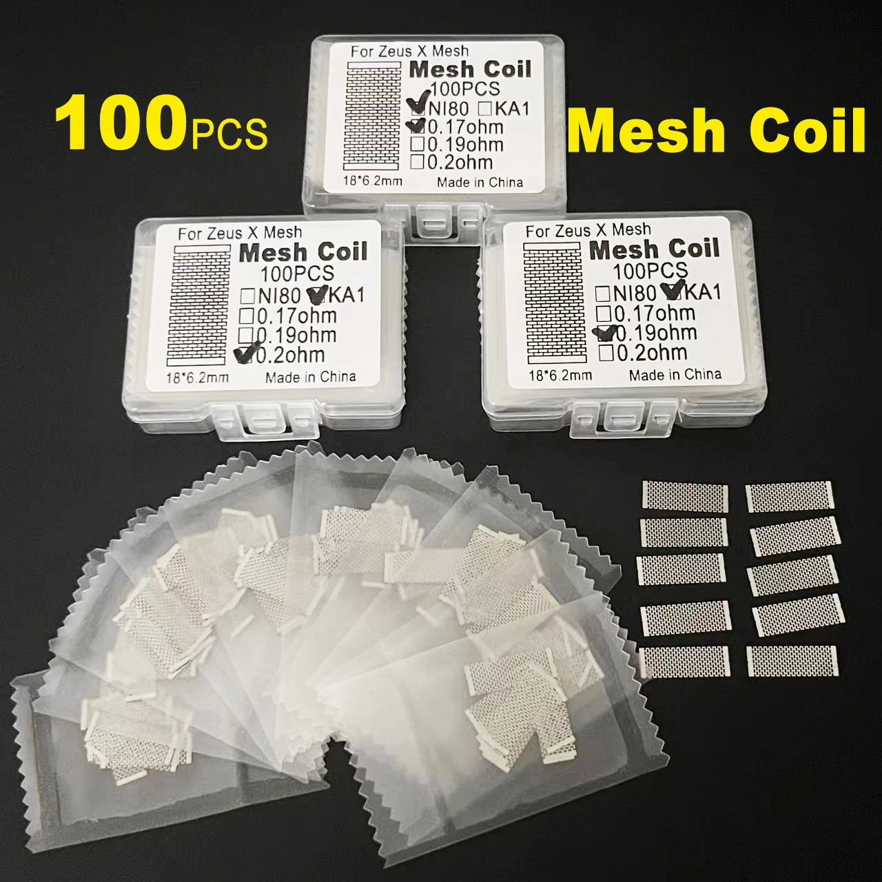 

100PCS 3 Types Mesh Platform DIY Mesh Coil 0.18 0.19 0.2ohm fit for ZX Zeus X Mesh/Kylin M/M Pro/Profile/Unity V1.5 Ni80/A1 II