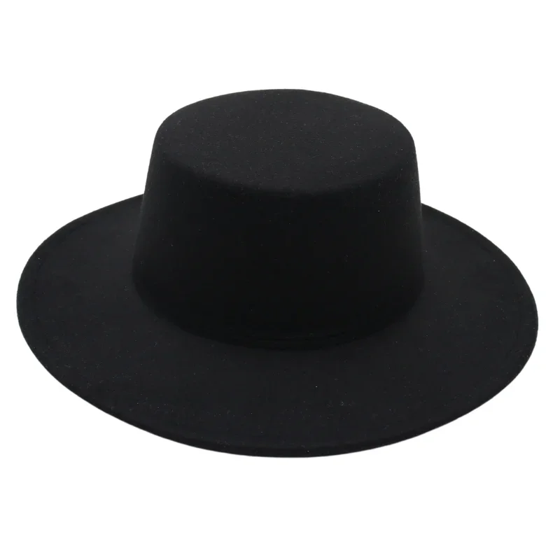 

Winter Autumn Women Elegant Bowler Hats Lady Gentleman Black Jazz Fedora Hat Men Chic Felt Hat 7.5cm Flat Brim Dress Cap America