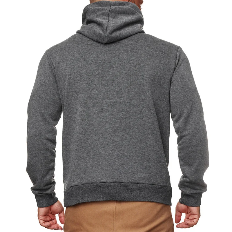 Men's Mask Drawstring Hooded Sweatshirt 2023 Autumn Winter Long Sleeve Solid Color Hoodie Male Splicing Kangaroo Pouch Outerwear