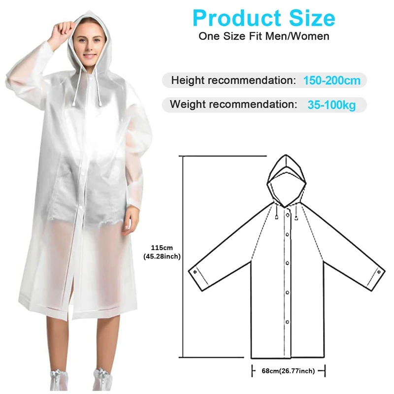 Raincoat 2 Pack Rain Ponchos For Men Women Adults Reusable Portable Rain Coat Waterproof With Elastic Sleeves