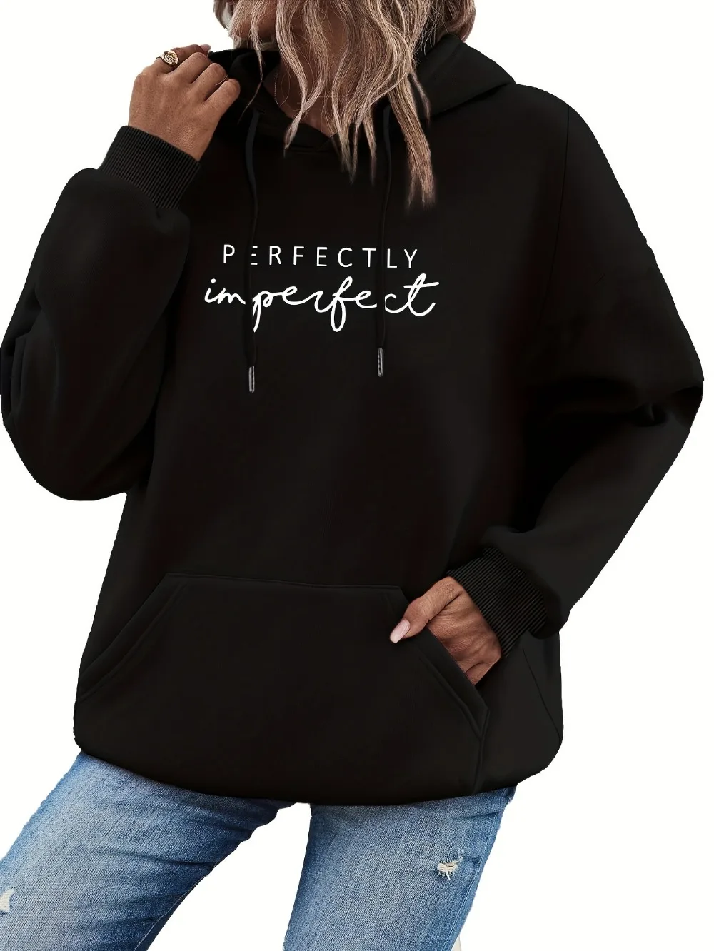 Women's Casual Pullover Hoodie with Letter Print Polyester, Long Sleeve Autumn/Winter Fashion Pullover Sweatshirt 5