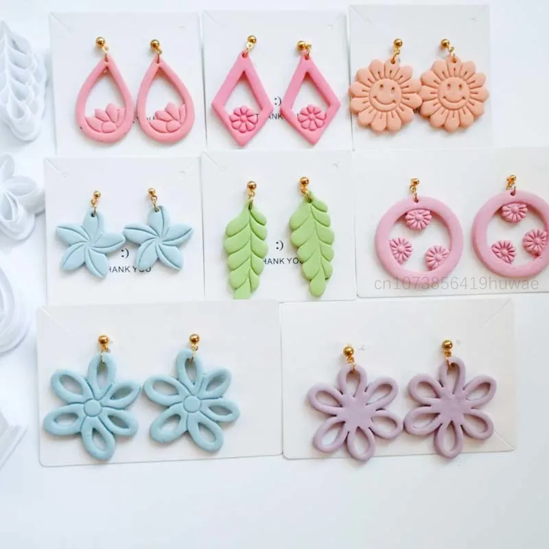 Droplet Round Flower Polymer Clay Cutters Curve/Arc Pottery Clay Cake Roll DIY Earring Pendant Jewelry Cutting Mold Ceramic Tool polymer clay tools pottery tools clay sculpting tools pottery sculpting tools clay craft tool
